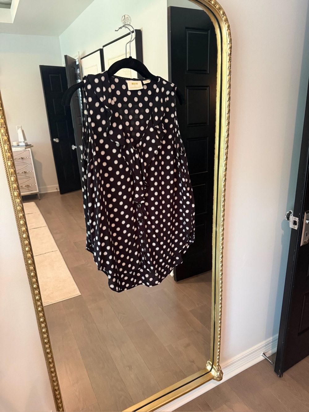Maeve Black & White Polka Dot Sleeveless Blouse